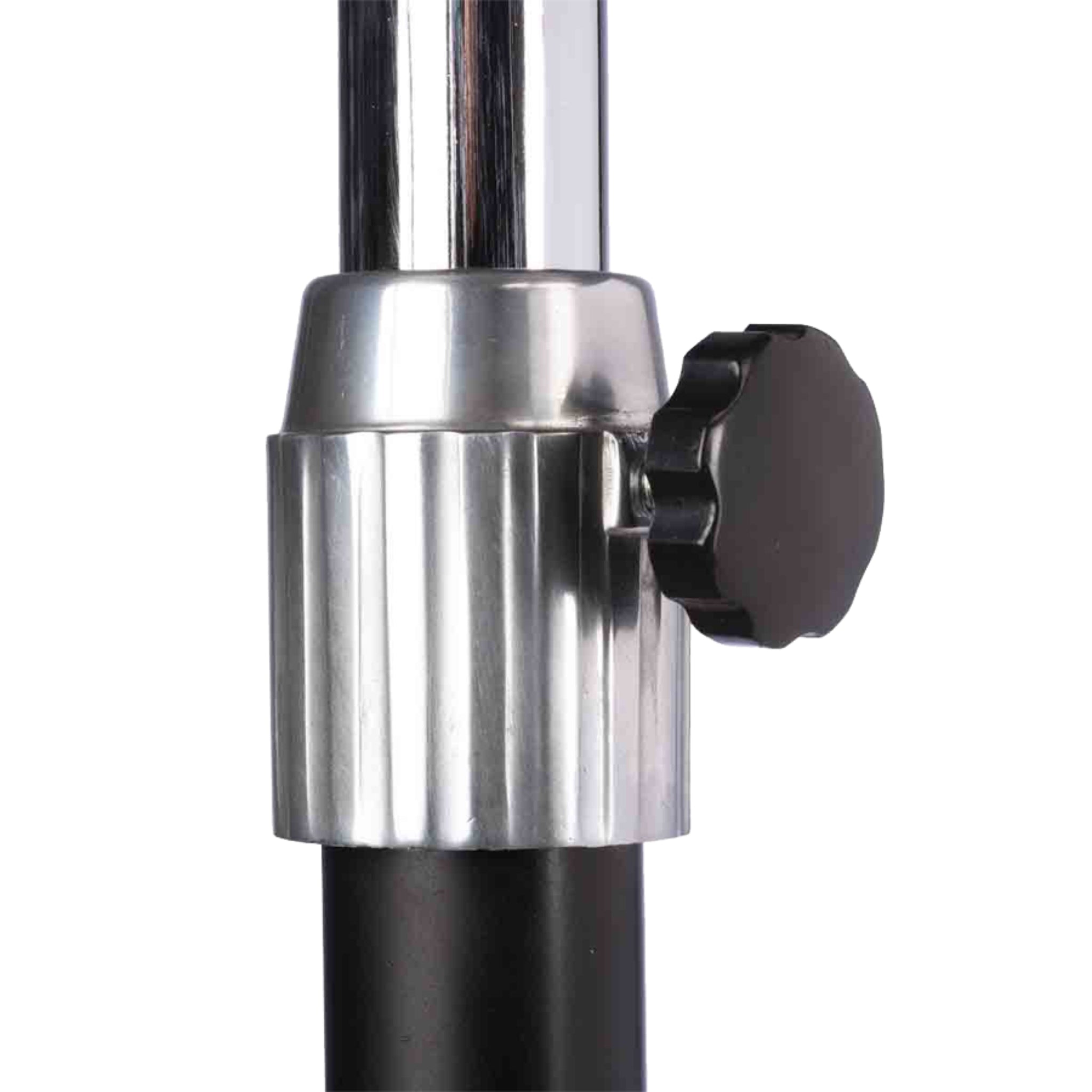 Close-up of the height adjustment knob on the Hydor Hi-Flow 26-Inch Industrial Pedestal Fan, allowing customizable airflow direction for workspace comfort and large indoor environments.