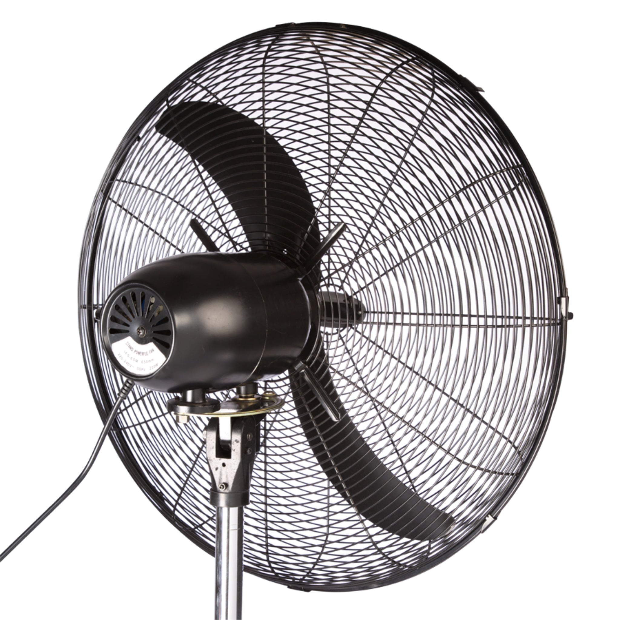 Rear view of Hydor Hi-Flow 26-Inch (650mm) Industrial Pedestal Fan featuring a powerful high-velocity motor and aerodynamic blades for commercial cooling and ventilation.